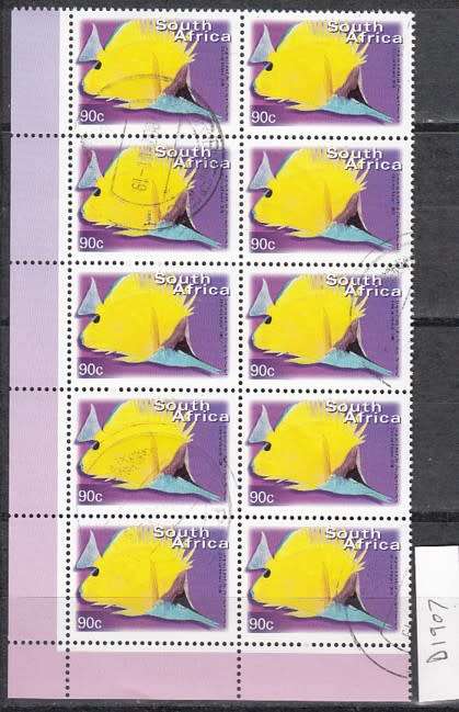 Block of Ten 90c Longnose Butterflyfish Stamps (LH and Bottom Margins)