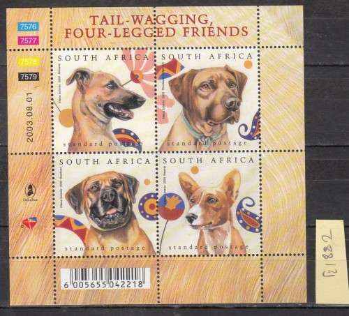RSA Minisheet of Four Tail Wagging Four legged Friends Stamps (Dogs)