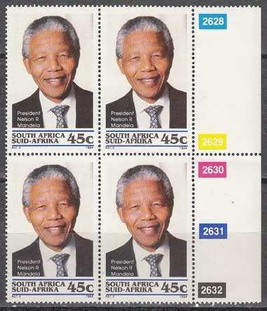 RSA 1994  4 Control Blocks of 4 Stamps Each- Mandela Inauguration