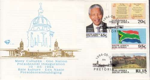RSA 1994 Mandela Inauguration FDC No. 6.3b + Happy 90th Birthday FDC No. 7.130 (Not Coin Cover)
