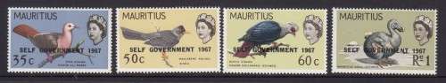 Mauritius QEII Stamps Bird Issue of 1965-67 with SELF Government Overprint (Catalogue R 250.00) Mint