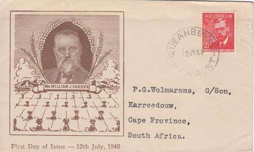 Australia FDC Mr. William J. Farrer (Aging)