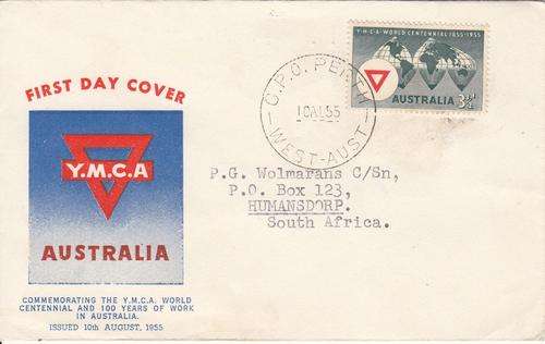 Australia FDC Centenary of Y.M.C.A. (Aging)