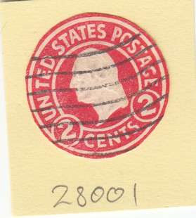 USA 2 Cents Pre-postage Paid Postal Item Stamp.