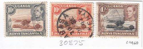 Kenya, Uganda & Tanganyika Group of Three KGVI Stamps