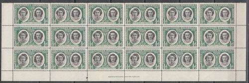 Southern Rhodesia Block of Eighteen 1/2d Royal Visit Stamps With Waterlow & Sons Limited, London etc
