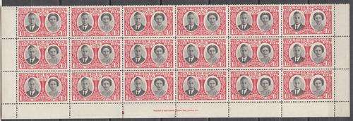 Southern Rhodesia Block of Eighteen 1d Royal Visit Stamps With Waterlow & Sons Limited, London etc