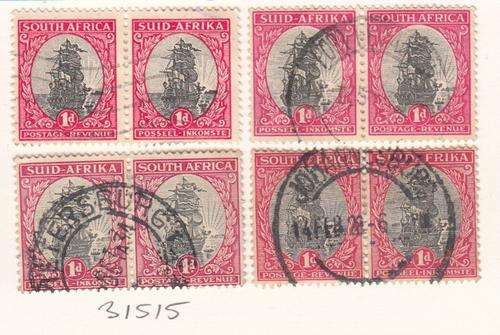 Union Four Pairs of 1d Ship Stamps.