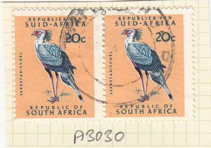 RSA Pair of  20c Secretary Bird Stamps