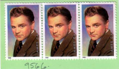 USA Strip of Three "James Lagney" Stamps. As Image.