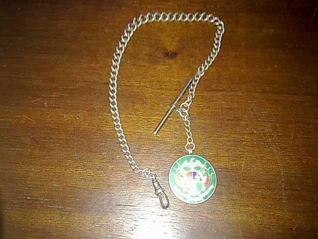 Boerwar  Boere Oorlog ZAR watch chain and enameled medalion silver