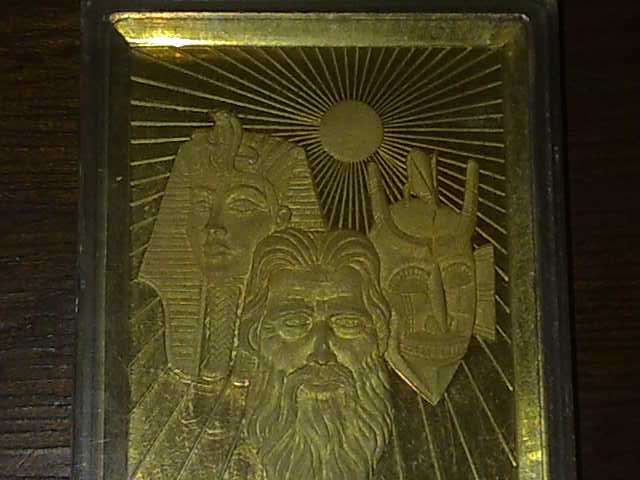 Tretchikoff gilt silver medal, medallion, plaque of the Ten Commandments