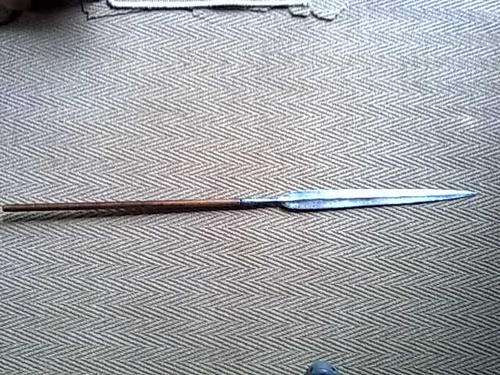 Zulu stabbing spear with handforged broad blade as used for war