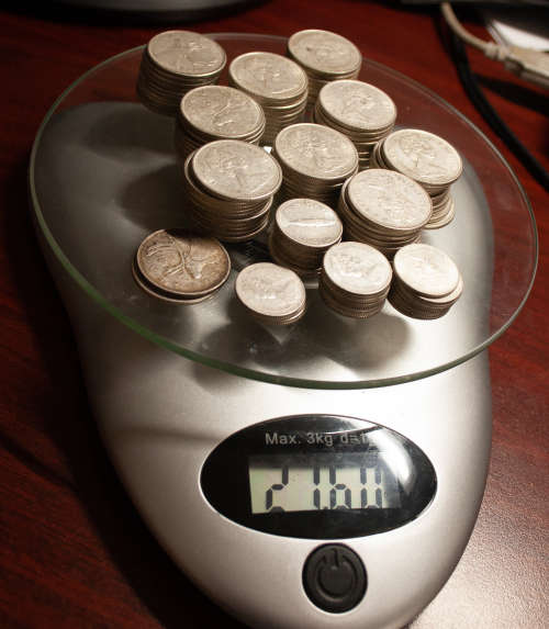 92 - 25 cents and 34 ten cents, Canada, post 1967 Cdn Centennial and 1968, 50% silver content, Lot 4