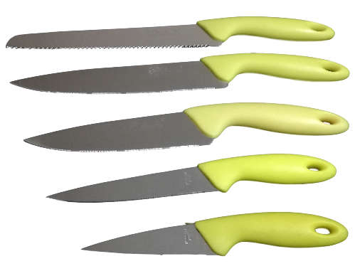 Houseware 6 Piece knife set Yellow