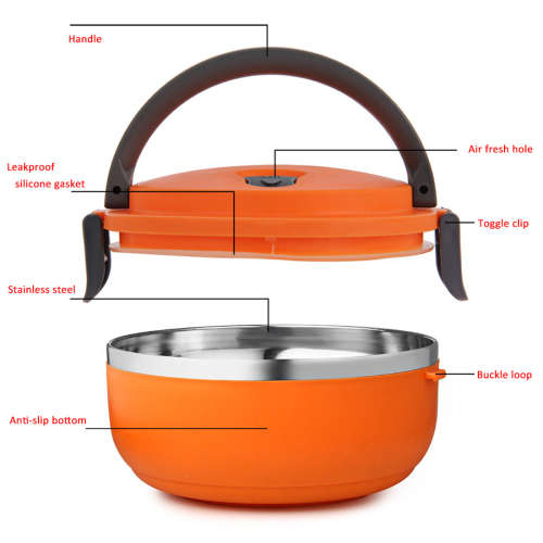 Stainless steel thermal insulation lunch box blue