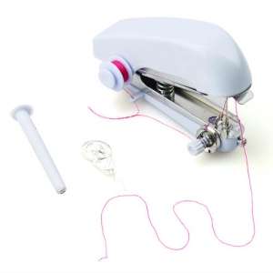 Mini Portable Cordless Hand-held Clothes Sewing Machine -Color white