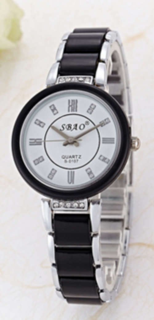 Sbao Ladies Fashion Watch Silver Black
