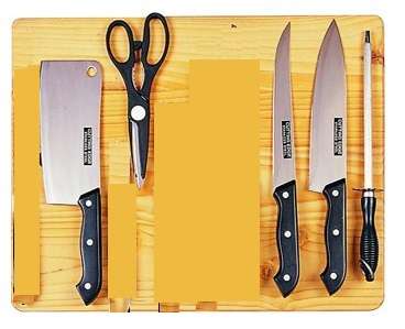 10 UP FOR SALE!!! stainless steel 6 piece cutlery set (includes cutting board)!!! NEW!!!