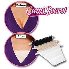 Cami Secret Set of 3 Clip-on Camisole, Black/Beige/White, One Size