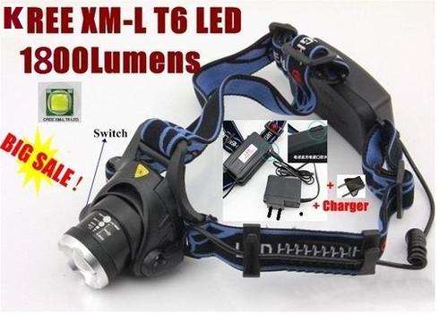 1800 Lumens KREE T6 LED Rechargeable Headlight Zoom in & Zoom out