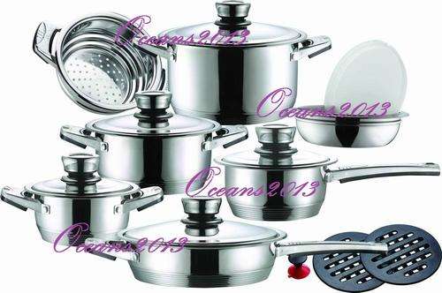 German Design - 16 PC Stainless Steel 18/10, 11 Layer Capsuled Set with Thermostat lids