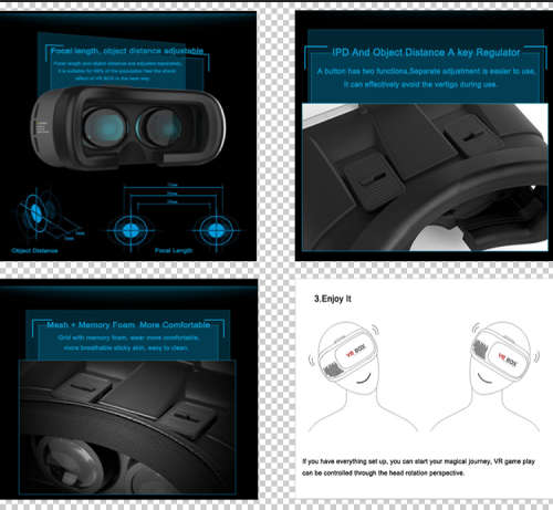 VR BOX Virtual Reality Headset Glasses Anti-Radiation Adjustable Screen Headband