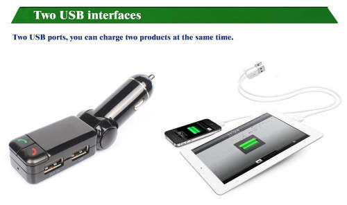 LCD Bluetooth Charger with handfree MP3 Player/ FM Radio Adapter Transmitter USB Charger