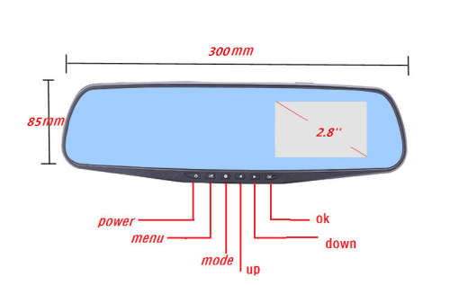 Car DVR Rearview Mirror Car Travel Data Recorder 1080P 2.8 Inch Rearview Mirror Car Recorder