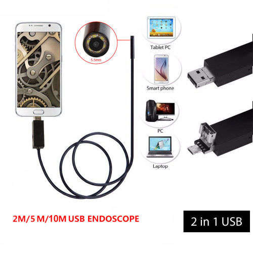 Waterproof Endoscope Camera Android Smartphone 6 LED 5.5mm USB Wire