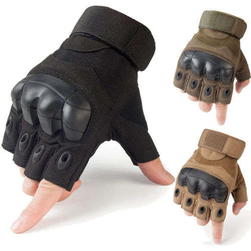 Tactical Rubber Hard Knuckle Half Finger Gloves Army Military Finger Cots