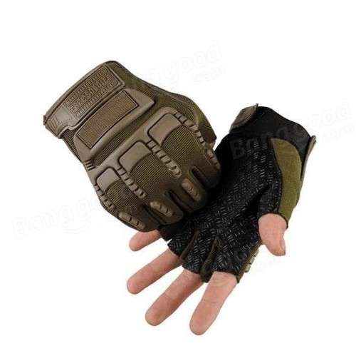 Soldier Half Finger Gloves Tactical Outdoor Antiskid Sport Cycling Motorcycle - Camouflage