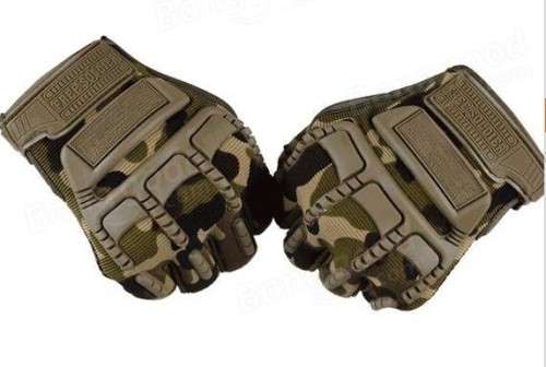 Soldier Half Finger Gloves Tactical Outdoor Antiskid Sport Cycling Motorcycle - Camouflage
