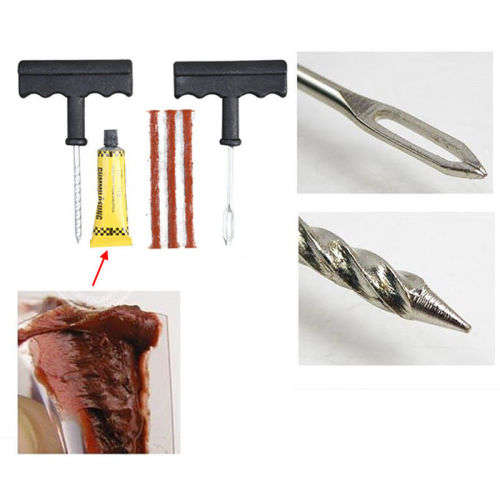 Auto Car Tubeless Tyre Puncture Plug Tire Repair Motorcycle Cement Tool Kit