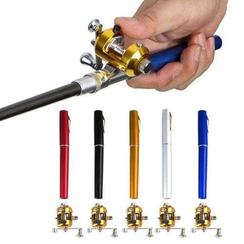 Mini Portable Pocket Telescopic Fish Pen Aluminum Alloy Fishing Rod Pole Reel