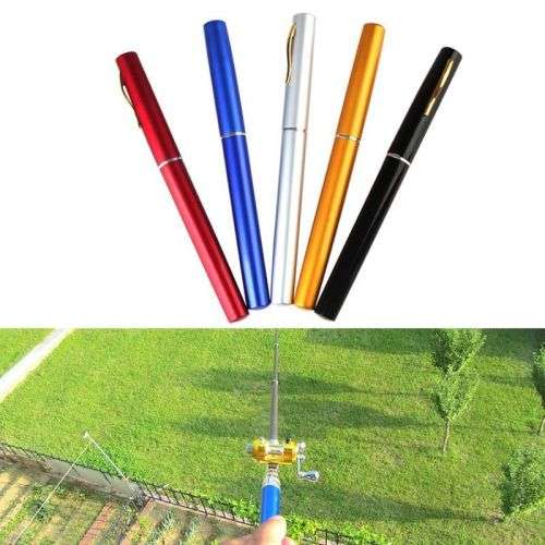 Mini Portable Pocket Telescopic Fish Pen Aluminum Alloy Fishing Rod Pole Reel
