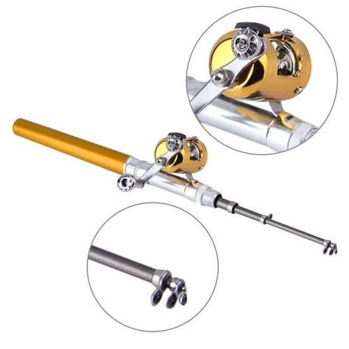 Mini Portable Pocket Telescopic Fish Pen Aluminum Alloy Fishing Rod Pole Reel