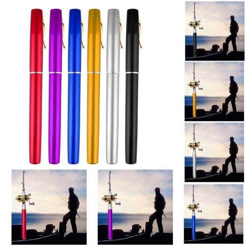 Mini Portable Pocket Telescopic Fish Pen Aluminum Alloy Fishing Rod Pole Reel