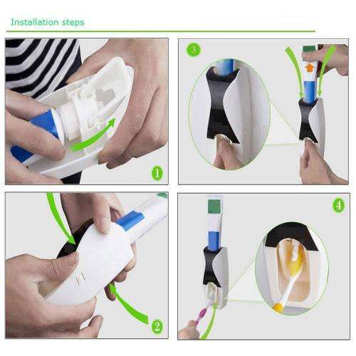Childrens  Automatic Tube Toothpaste Dispenser Squeezer & Toothbrush Holder