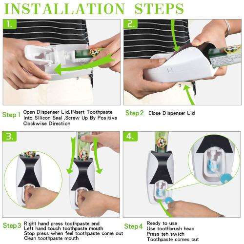 Childrens  Automatic Tube Toothpaste Dispenser Squeezer & Toothbrush Holder