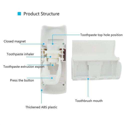 Childrens  Automatic Tube Toothpaste Dispenser Squeezer & Toothbrush Holder