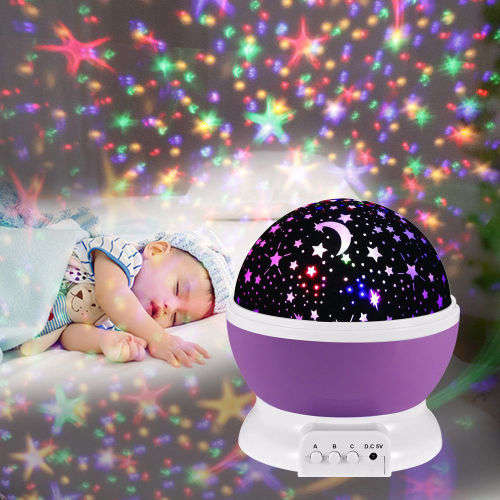 LED Rotating Projector Starry Night Light Moon Star Sky Cosmos Kids Room Lamp