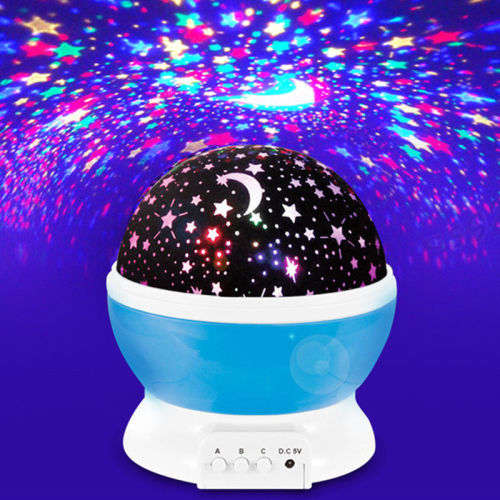 Rotating Projector Starry Night Light Moon Star Sky Cosmos Kids Room LED Lamp