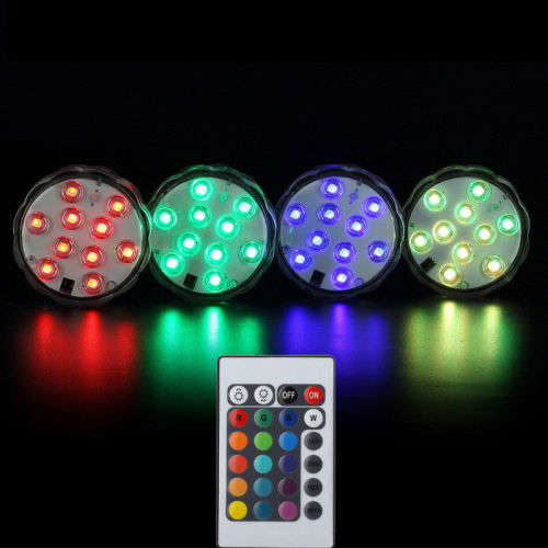 Submersible Waterproof Pool Wedding Party Vase Light 10LED RGB +Remote Control