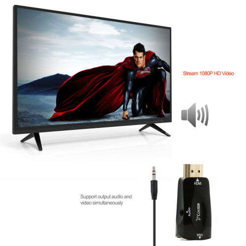 HDMI to VGA Output,HD 1080P Plug and Play Converter Adapter with Audio Cable