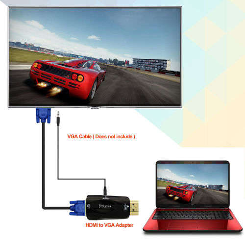 HDMI to VGA Output,HD 1080P Plug and Play Converter Adapter with Audio Cable