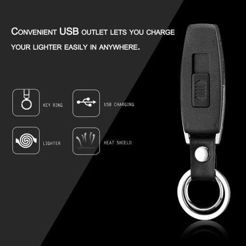 Flameless Cigarette Lighter USB Rechargeable Lighter Key Ring Keychain