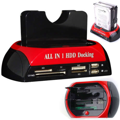2.5`3.5` Dual Slots USB 3.0 SATA IDE HDD ALL IN 1 Docking Station Card Reader GA