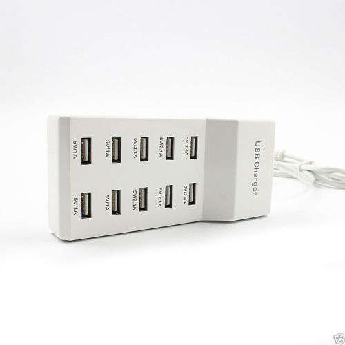 USB 10 Ports Charger High Speed Travel Wall Charger Charging Station