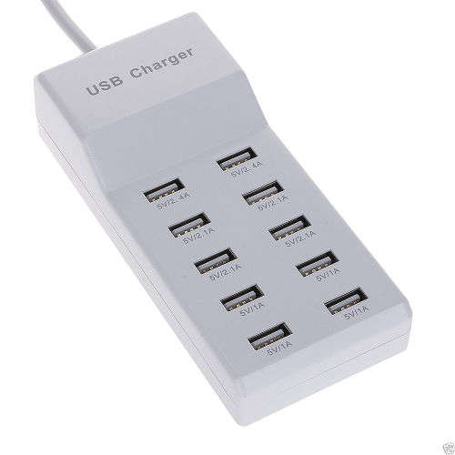 USB 10 Ports Charger High Speed Travel Wall Charger Charging Station